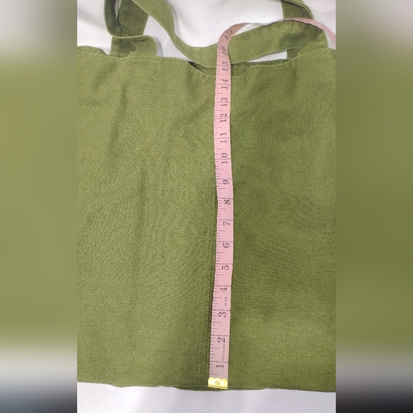 Norma Kamali Large Tote Bag Olive Green Linen Cotton Minimalist Earth Tone Beach - Picture 8 of 11